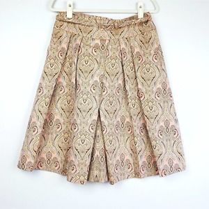 Talbots Paisley Brocade Boho Pleated A-line Skirt